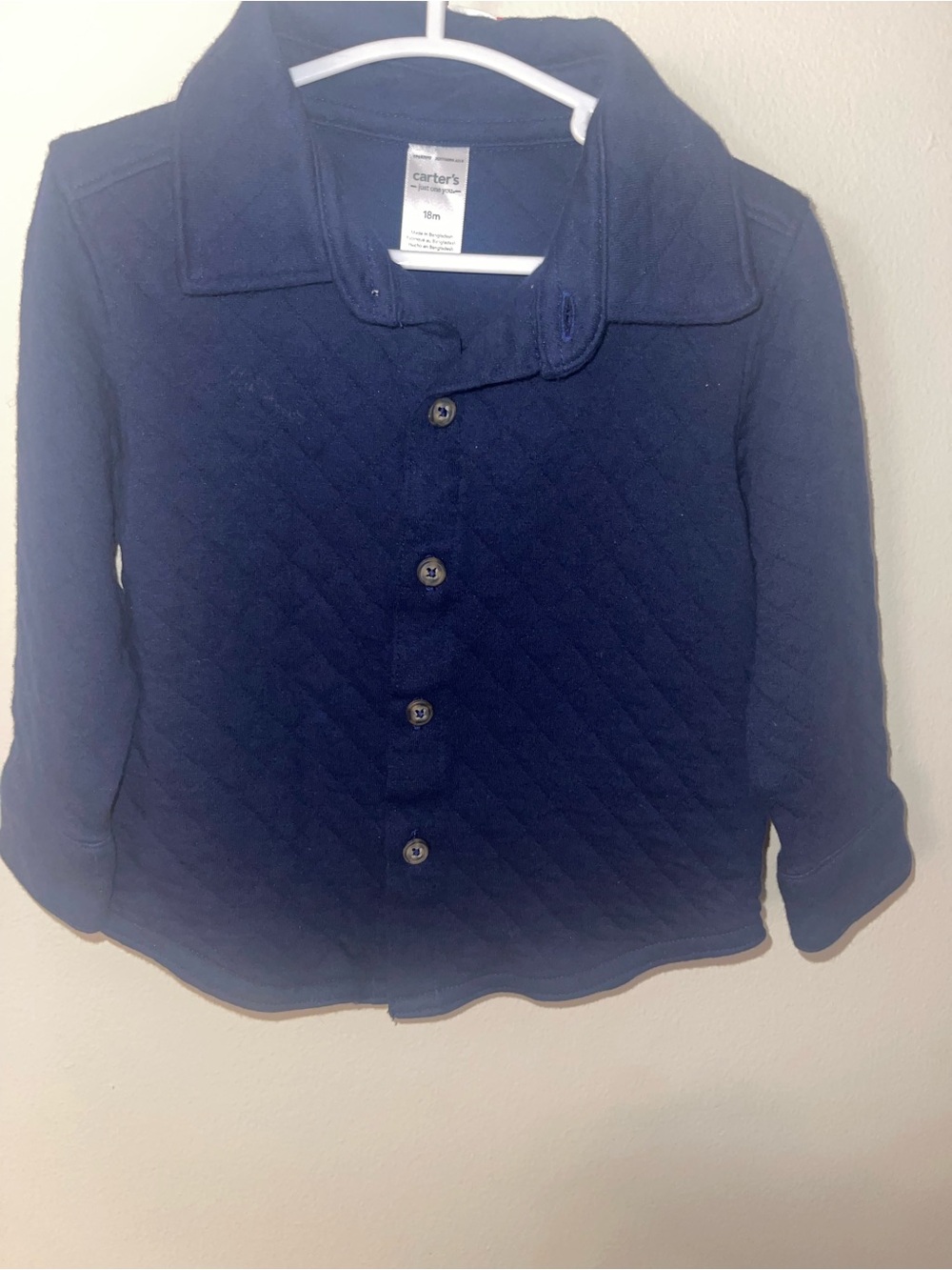 Carter's Quilted Dark Blue Button-Front Kids Jacket